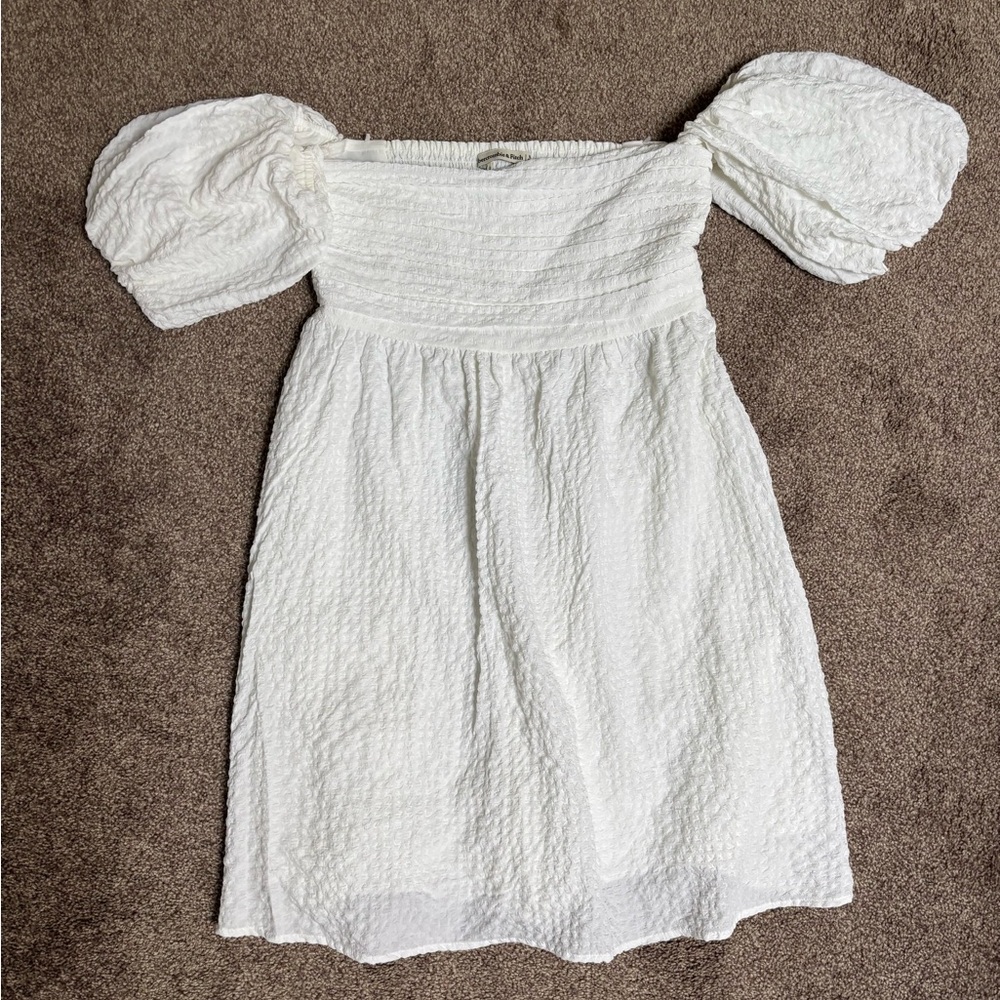 Abercrombie & Fitch White Textured Off Shoulder Mini Dress Romper